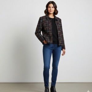 Coldwater Creek Multicolor Plaid Tweed Blazer